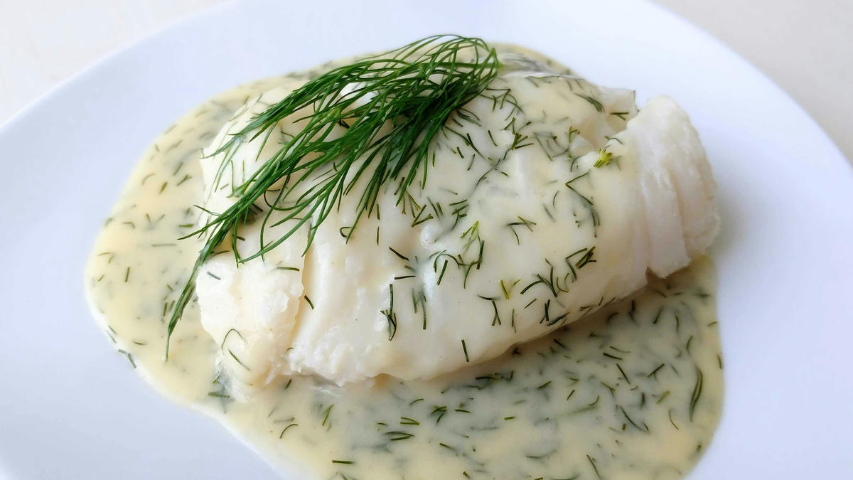 Poached Cod w/Dill Sauce